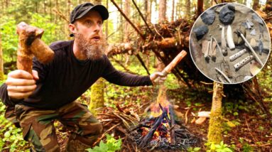 Caveman Survival Challenge (Only Primitive Caveman Tools) - NO Food, Water, or Shelter!!!